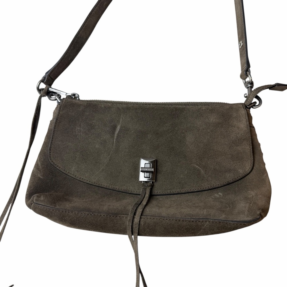 Rebecca Minkoff Darren Top Zip Shoulder Bag – Taupe Suede Leather Retail $350 - Picture 4 of 8